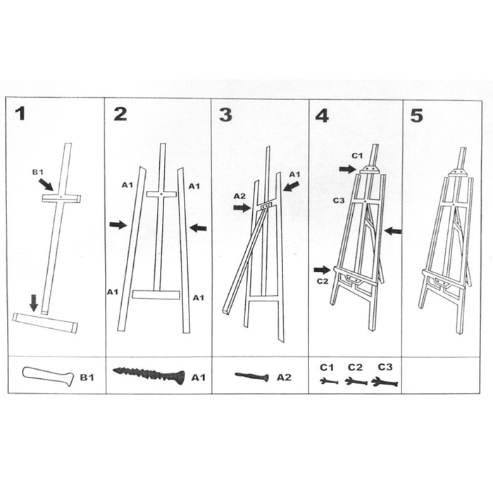 Мольберт тип &laquo;Лира&raquo; 175 х 64 см, с бегунком, РАЗОБРАННЫЙ, неокрашенное дерево, Calligrata