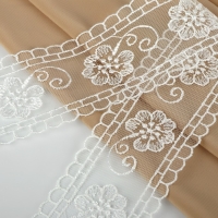 Кружево на сетке, 50 мм &times; 11 &plusmn; 1 м, цвет айвори