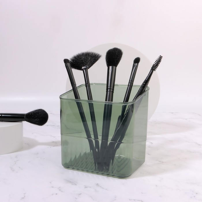 Органайзер - подставка для хранения маникюрных/косметических принадлежностей &laquo;GREEN&raquo;, 11,5 &times; 9 &times; 12 см, цвет полупрозрачный/зелёный