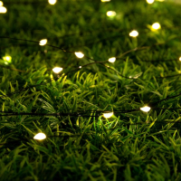 Гирлянда &laquo;Нить&raquo; 10 м роса, IP44, серебристая нить, 100 LED, свечение тёплое белое, 2 режима, солнечная батарея