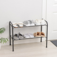 Подставка для обуви, 2 яруса, 65&times;32&times;48,5 см, цвет чёрный