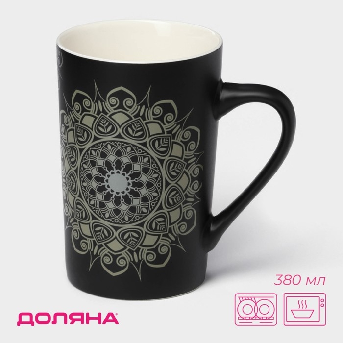 Кружка фарфоровая Доляна «Мандала», 380 мл, золотой узор Кружка фарфоровая Доляна «Мандала», 380 мл, золотой узор