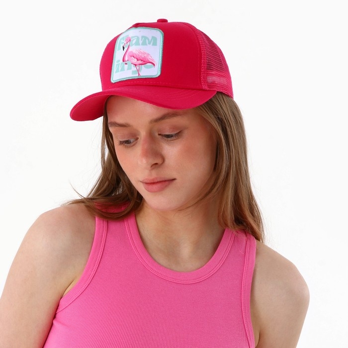 Кепка женская «Фламинго», цвет фуксия, р-р 56 Кепка женская «Фламинго», цвет фуксия, р-р 56