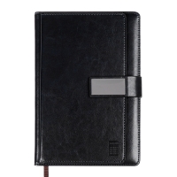 Ежедневник недатированный,формат А5, 140 листов, в клетку, обложка кожзам, с хлястиком, с калькулятором, чёрный