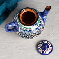 Набор чайный Риштан, 9 предм: чайник 1л., 6 пиал 9,5см, конфетница 23см, сахарница 250м Набор чайный Риштан, 9 предм: чайник 1л., 6 пиал 9,5см, конфетница 23см, сахарница 250м