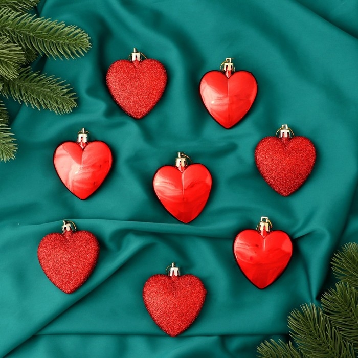 Украшение ёлочное "Романтика" (набор 8 шт) 6 см, красный