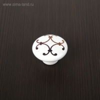 Ручка кнопка LACE Ceramics 009, d=38 керамическая, белая с рисунком Ручка кнопка LACE Ceramics 009, d=38 керамическая, белая с рисунком