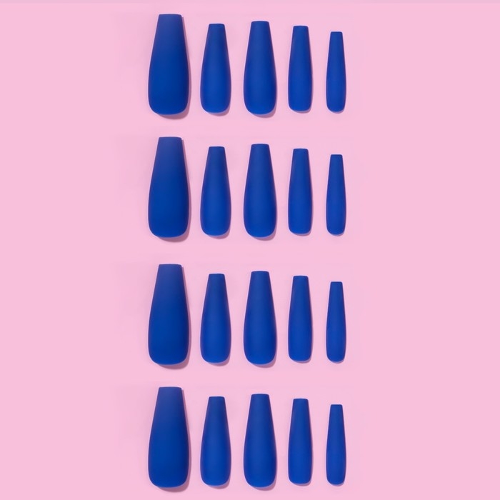 Накладные ногти, 24 шт, форма балерина, цвет матовый синий Накладные ногти, 24 шт, форма балерина, цвет матовый синий