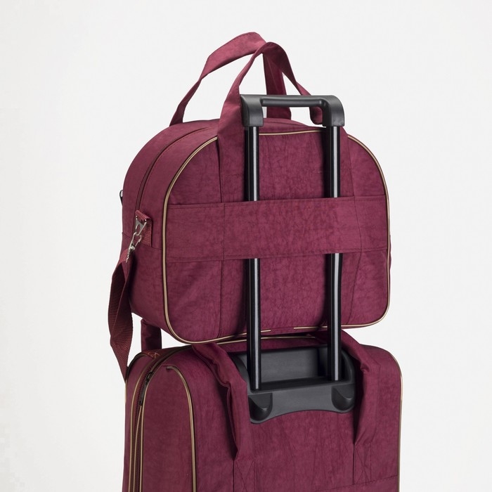 Чемодан малый 20" с сумкой, отдел на молнии, наружный карман, с расширением, цвет бордовый