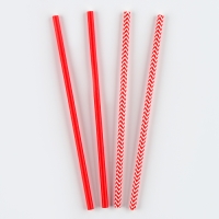 Трубочки для коктейля &laquo;Ассорти&raquo;, набор 12 шт., цвет красный