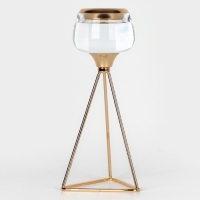 Подсвечник металл, стекло на 1 свечу &laquo;Изысканность&raquo; цвет золото 9.5 х 9.5 х 22.5 см