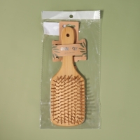 Расчёска массажная &laquo;BAMBOO&raquo;, широкая, бамбуковая, 8 &times; 23,5 см, цвет коричневый