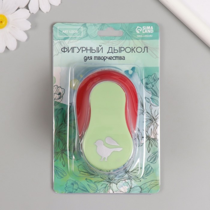 Дырокол фигурный рисунок 3,8х3,8 см "Птичка" 7х5,2х9,2 см, МИКС
