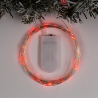 Гирлянда «Нить» 5 м роса, IP20, серебристая нить, 50 LED, батарейки CR2032х2 (в комплекте), свечение красное Гирлянда «Нить» 5 м роса, IP20, серебристая нить, 50 LED, батарейки CR2032х2 (в комплекте), свечение красное