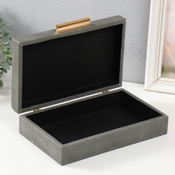 Шкатулка дерево кожзам "Благородный серый" 25х15х6,5 см