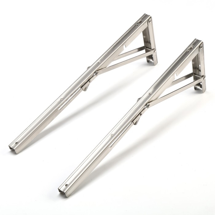 Кронштейн складной для столов и полок ТУНДРА, 2 шт., длина 500 мм, нержавеющая сталь Кронштейн складной для столов и полок ТУНДРА, 2 шт., длина 500 мм, нержавеющая сталь