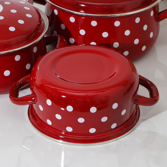 Набор кастрюль &laquo;Моника&raquo;, 3 предмета: 1,5 л, 2 л, 3 л, эмалированные крышки, индукция