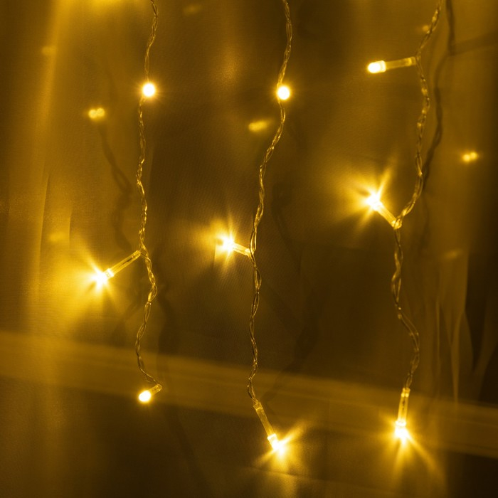 Гирлянда &laquo;Занавес&raquo; 1.5 &times; 1 м, IP20, прозрачная нить, 180 LED, свечение тёплое белое, 8 режимов, 220 В