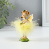 Сувенир полистоун "Девочка фея в жёлтом платье, с цветочком" 6х5х9 см