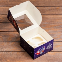 Упаковка на 4 капкейков с окном "Новогодняя ночь", 16 х 16 х 10 см Упаковка на 4 капкейков с окном "Новогодняя ночь", 16 х 16 х 10 см