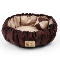 Лежанка для кошек и собак двусторонняя с игрушкой &laquo;Кофе с молоком&raquo; 50-30х12 см