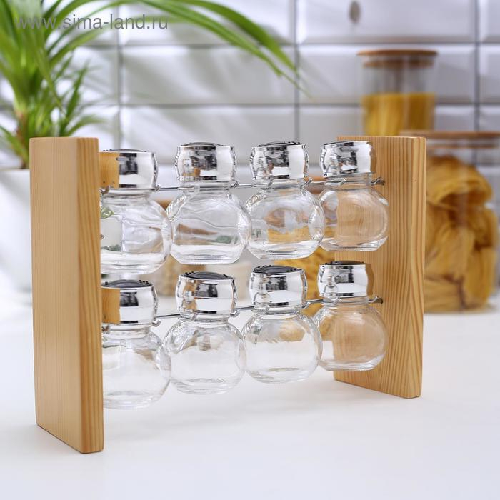 Набор для специй из стекла на подставке &laquo;Эко&raquo;, 8 предметов: 100 мл