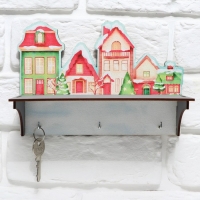 Ключница настенная новогодняя «Заснеженные дома», на Новый год Ключница настенная новогодняя «Заснеженные дома», на Новый год