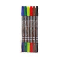 Фломастеры, 6 цветов, двусторонние, круглый наконечник 2 мм/5 мм, вентилируемый колпачок, в блистере Фломастеры, 6 цветов, двусторонние, круглый наконечник 2 мм/5 мм, вентилируемый колпачок, в блистере