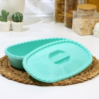 Миска с крышкой, 1,5 л, 16,5&times;28&times;6,5 см, цвет аквамарин