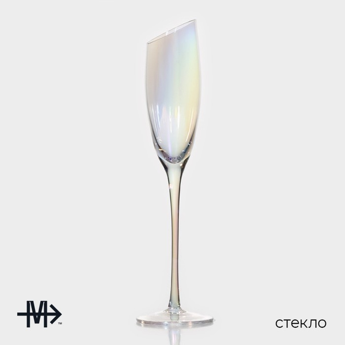 Набор бокалов для шампанского стеклянный Magistro &laquo;Иллюзия&raquo;, 180 мл, 5,5&times;27,5 см, 2 шт, цвет перламутровый