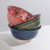 Салатник керамический Доляна &laquo;Джавлон&raquo;, 600 мл, d=14,5 см, цвет красный