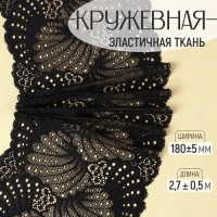 Кружевная эластичная ткань, 180 ± 5 мм × 2,7 ± 0,5 м, цвет чёрный Кружевная эластичная ткань, 180 ± 5 мм × 2,7 ± 0,5 м, цвет чёрный