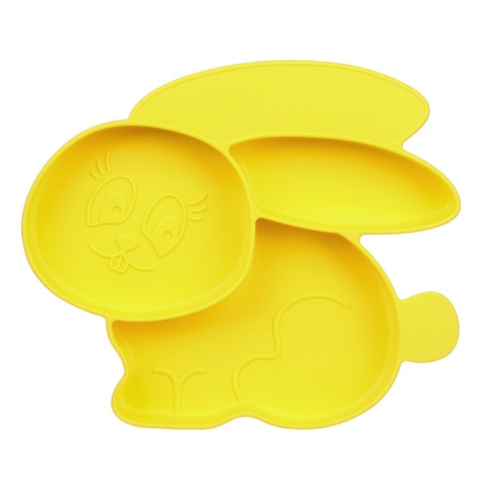Силиконовая детская тарелка «Зайка» с секциями, цвет МИКС Силиконовая детская тарелка «Зайка» с секциями, цвет МИКС