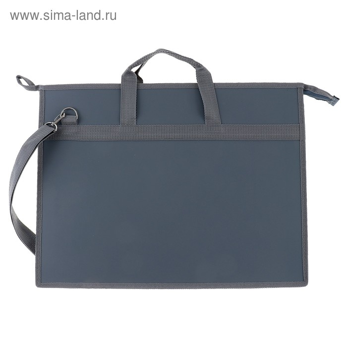 Папка для чертежей и рисунков A3, 420 х 343 х 50 мм, с ручками, пластиковая, молния сверху, 0.9 мм, Папка для чертежей и рисунков A3, 420 х 343 х 50 мм, с ручками, пластиковая, молния сверху, 0.9 мм, "Стандарт" ПР 5, плечевой ремень, серая