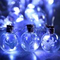 Гирлянда &laquo;Нить&raquo; 1.6 м с насадками &laquo;Шарики с оленем&raquo;, IP20, серебристая нить, 15 LED, батарейки ААх2 (нет в комплекте), свечение белое