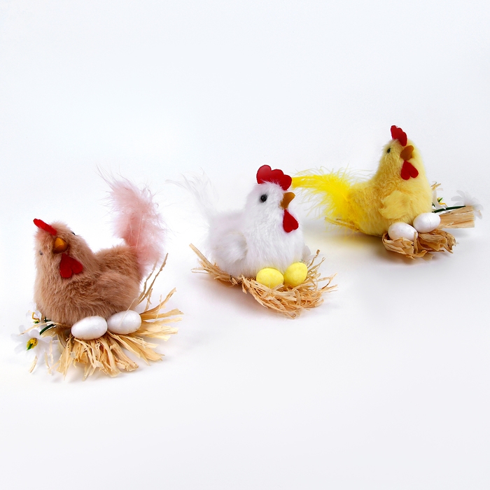 Мягкая игрушка «Курочка в гнёздышке», 7 см, цвет МИКС Мягкая игрушка «Курочка в гнёздышке», 7 см, цвет МИКС