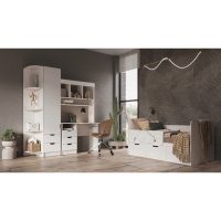 Пенал с ящиком Юниор-4, 400х510х2000, Шарли белый/Дуб крафт белый Пенал с ящиком Юниор-4, 400х510х2000, Шарли белый/Дуб крафт белый