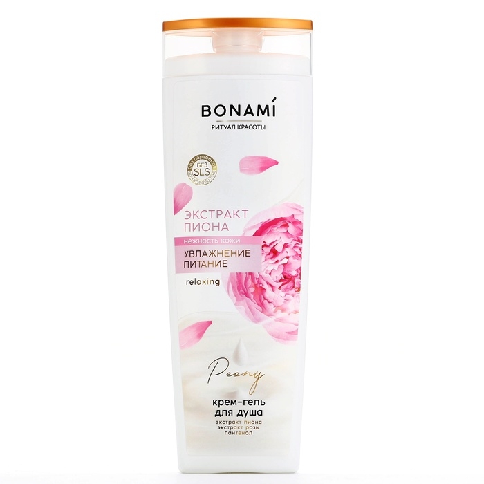Гель для душа с пантенолом, увлажнение и питание, 400 мл, аромат пиона и розы, BONAMI Гель для душа с пантенолом, увлажнение и питание, 400 мл, аромат пиона и розы, BONAMI