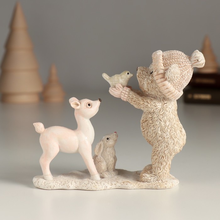 Сувенир полистоун "Знакомство лесных друзей" 12х4,5х9,5 см