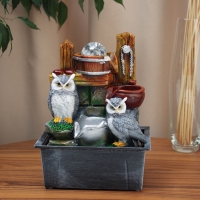 Фонтан "Семья серых филинов на камнях" 28х21 см (с подсветкой) Фонтан "Семья серых филинов на камнях" 28х21 см (с подсветкой)
