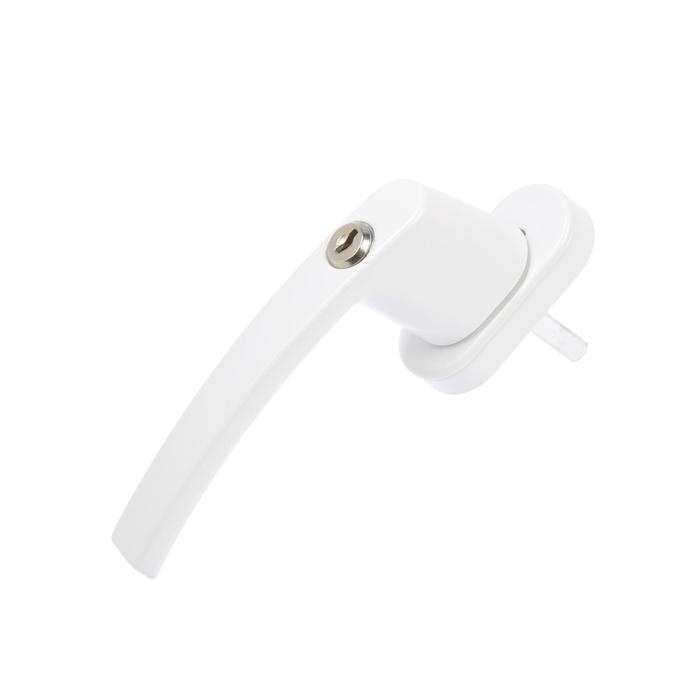 Ручка оконная с замком, металлическая, белая Ручка оконная с замком, металлическая, белая