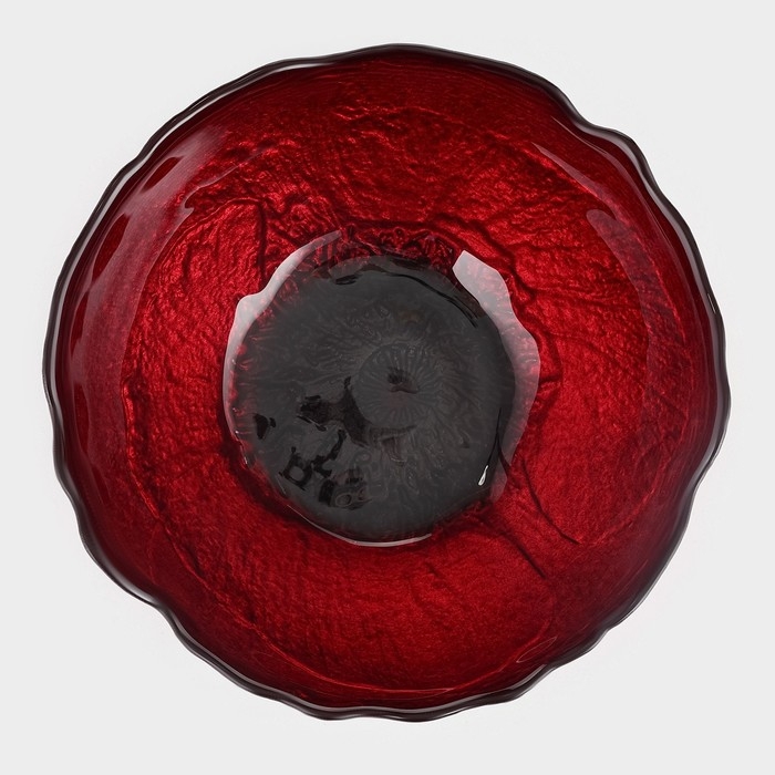 Салатник стеклянный &laquo;Флора&raquo;, d=14 см, цвет красный