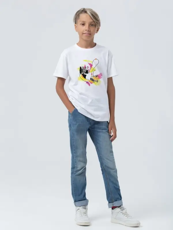 Футболка детская &laquo;Обними кота&raquo;, белая, на рост 130-140 см (10 лет)