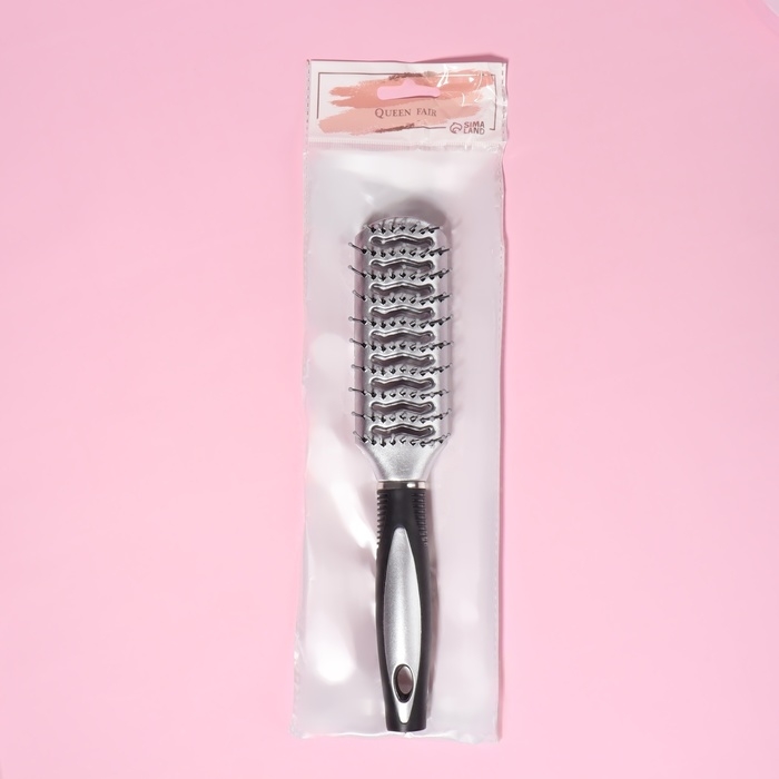 Расчёска массажная, вентилируемая, 5 × 23 см, цвет серебристый/чёрный Расчёска массажная, вентилируемая, 5 × 23 см, цвет серебристый/чёрный