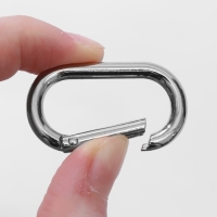 Овал-карабин, 42,5 &times; 24 мм / 34 &times; 16 мм, толщина - 4 мм, 5 шт, цвет серебряный