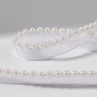 Лента декоративная с бусинами, 12 мм, 4,5 &plusmn; 0,5 м, цвет белый