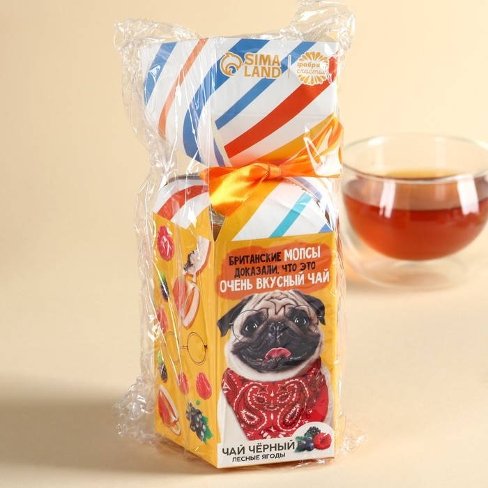 Чай чёрный в коробке конфете &laquo;Британские мопсы&raquo;, вкус: лесные ягоды, 100 г.