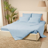 Простыня на резинке «Купу-купу», 160х200х20 см, голубой, трикотаж Простыня на резинке «Купу-купу», 160х200х20 см, голубой, трикотаж