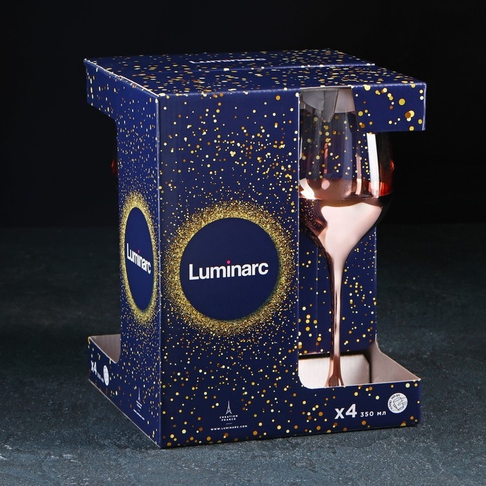 Набор стеклянных бокалов для вина &laquo;Электрическая медь&raquo;, 350 мл, 4 шт