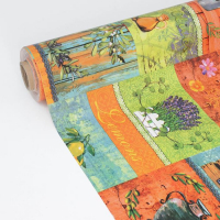 Клеёнка на стол Доляна &laquo;Прованс&raquo;, на тканевой основе, рулон 20 метров, ширина 137 см, общая толщина 0,22 мм